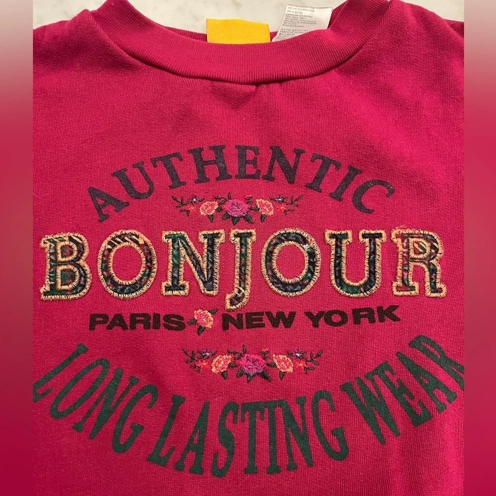 Girls Vintage Bonjour Paris Sweatshirt